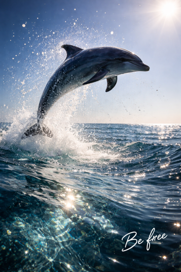 돌고래가 바다에서 솓구치는 그림