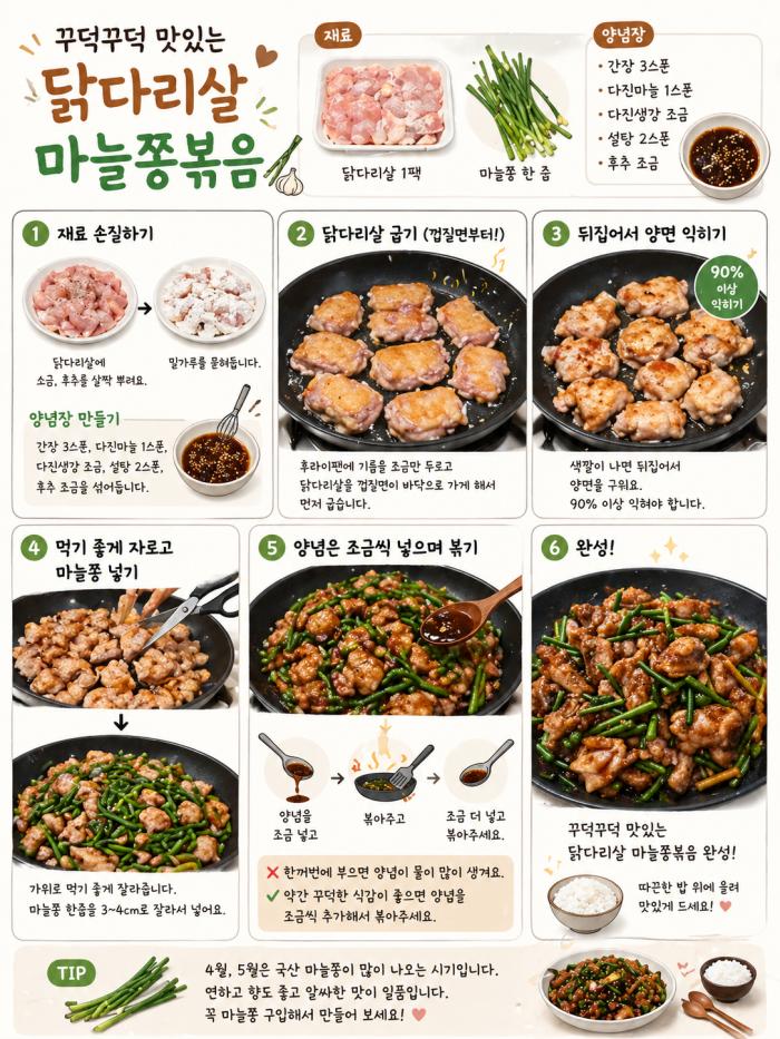 [오늘의 요리] 꾸덕꾸덕 맛있는 닭다리살 마늘쫑 볶음